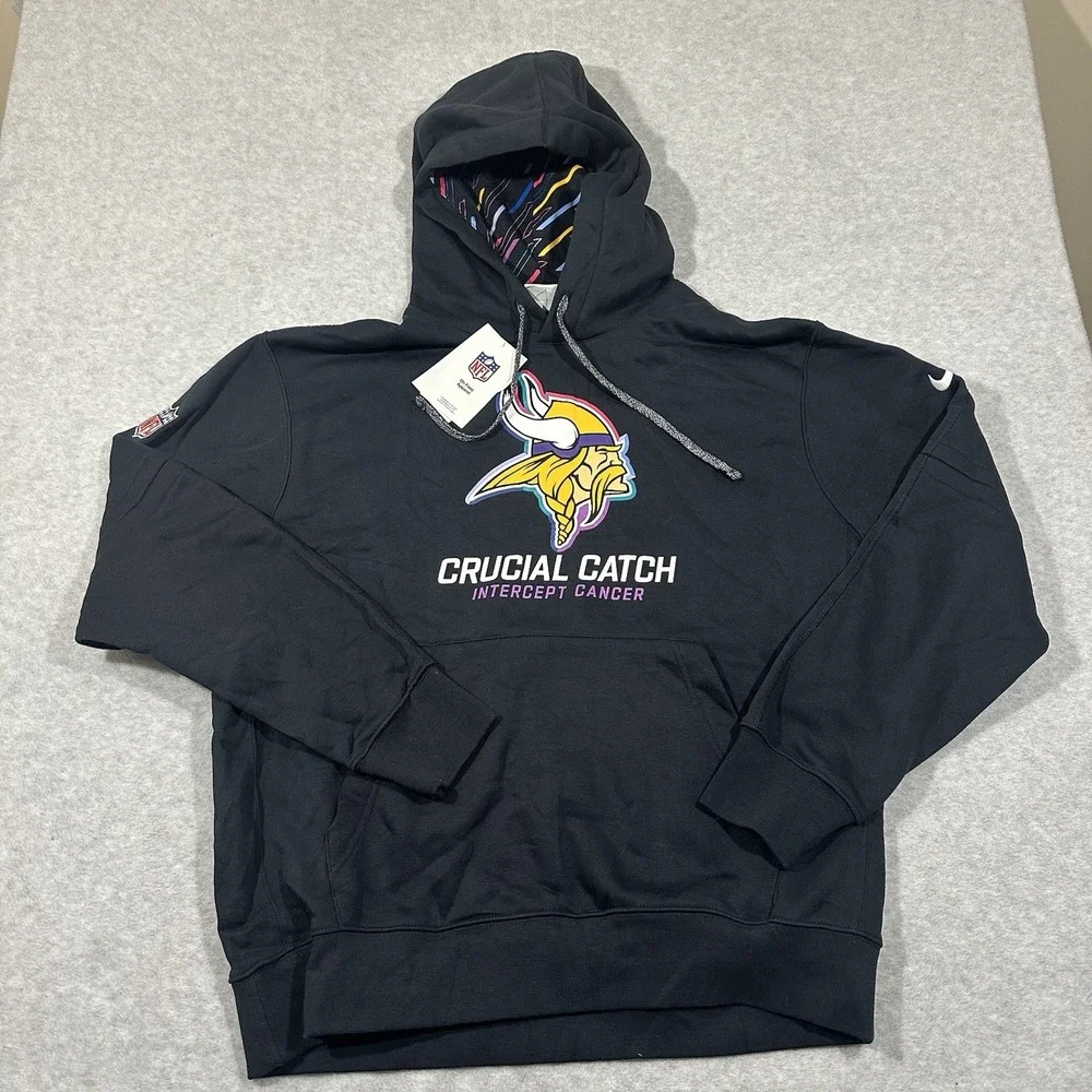 Minnesota Vikings Nike NFL Crucial Catch Pullover Hoodie Mens Large NWT - Picture 2 of 10
